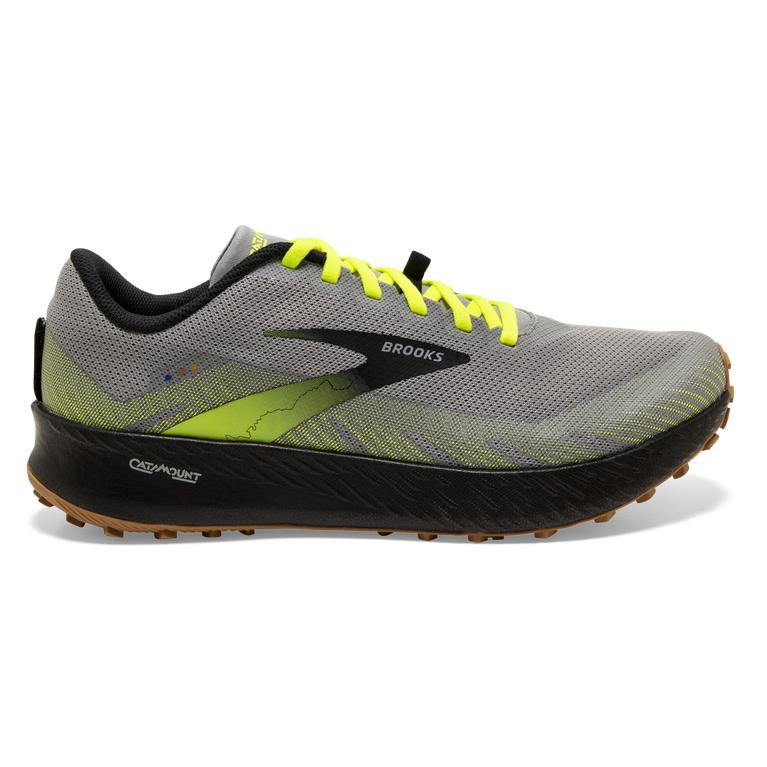 Brooks CATAMOUNT Trail Running Shoes Mens Sale - Grey/Nightlife/Black/GreenYellow (ROD418760)